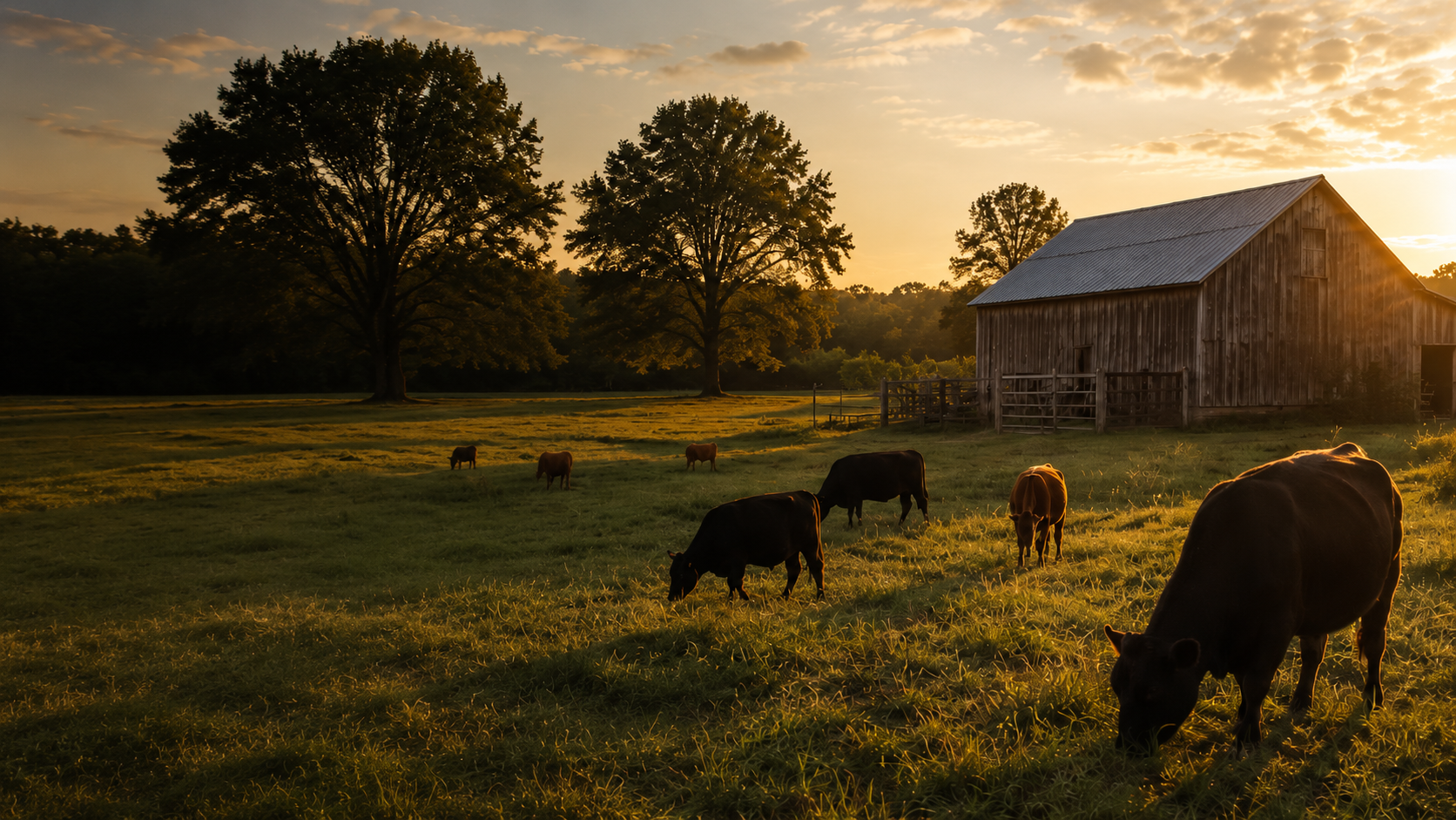 Cattle grazing on pasture at Home Place Pastures in Como, Mississippi