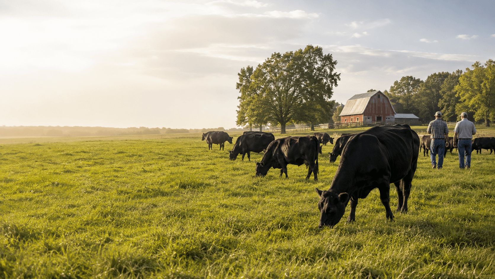 Cattle on pasture at Home Place Pastures, a fifth-generation farm in Como, Mississippi