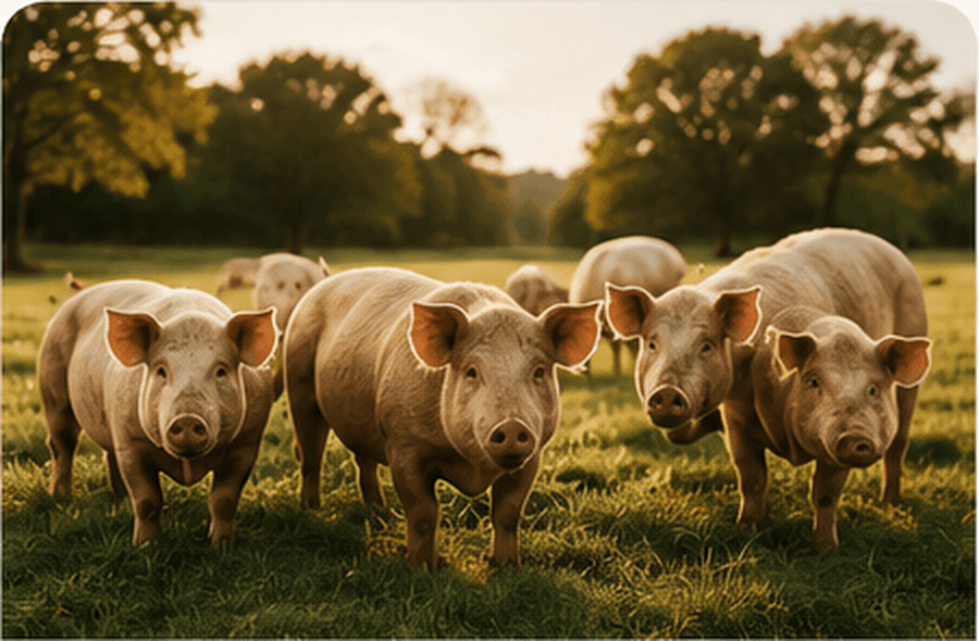 Pasture-raised pigs at Home Place Pastures